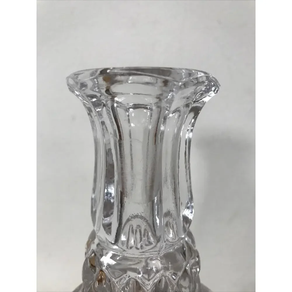 Vintage Bohemian Crystal Quilted Cut Glass Liquor Wine Decanter Bottle w Stopper